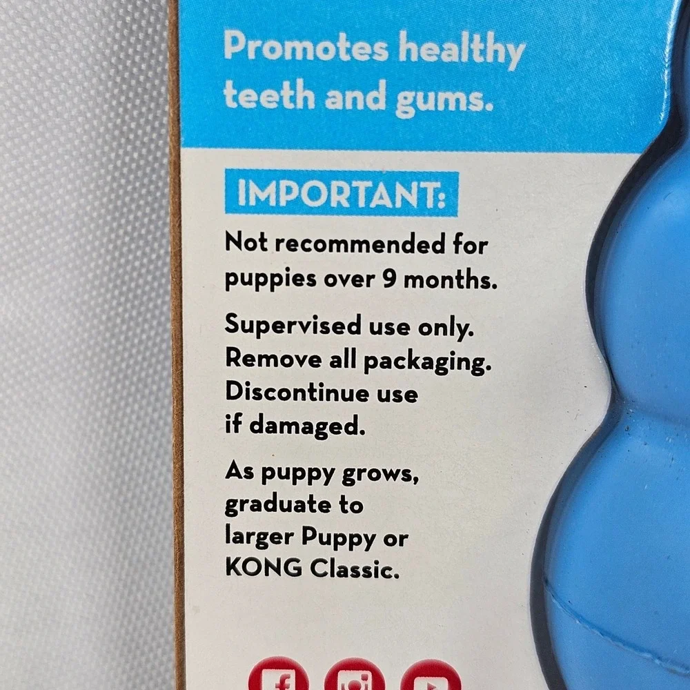 KONG Puppy Dog Toy Blue Small Natural Teething Rubber KP3BL Up to 20 lbs